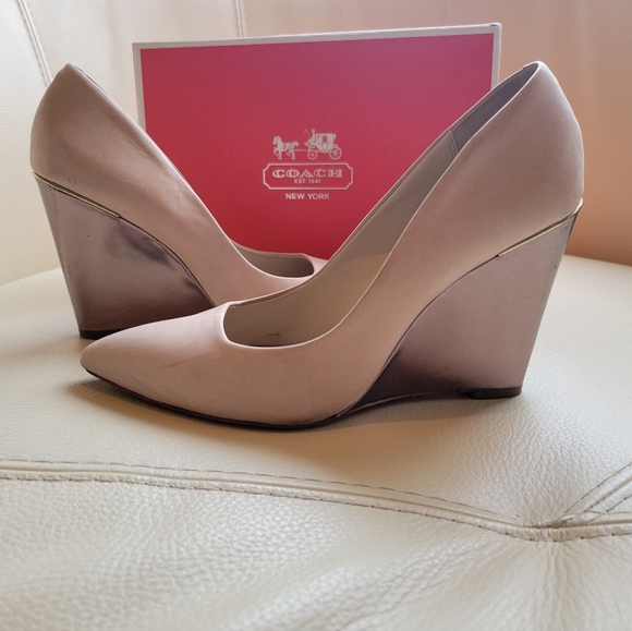 COACH Orchard Soft Buffed Leather Wedge Heels sz. 8 - Picture 5 of 6